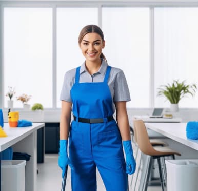 Professional cleaning team at work